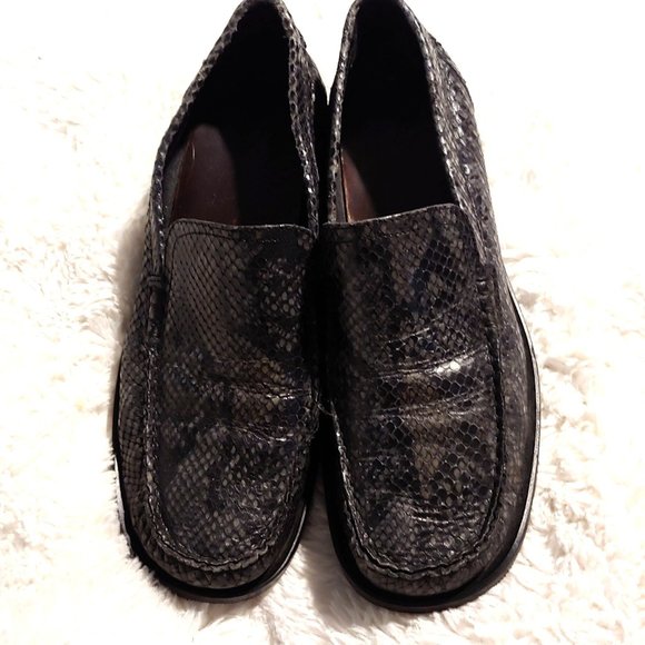 Echt Leder Vrai Cuir Snakeskin Womens Grey Made in Italy Loafers 40 - Picture 1 of 15